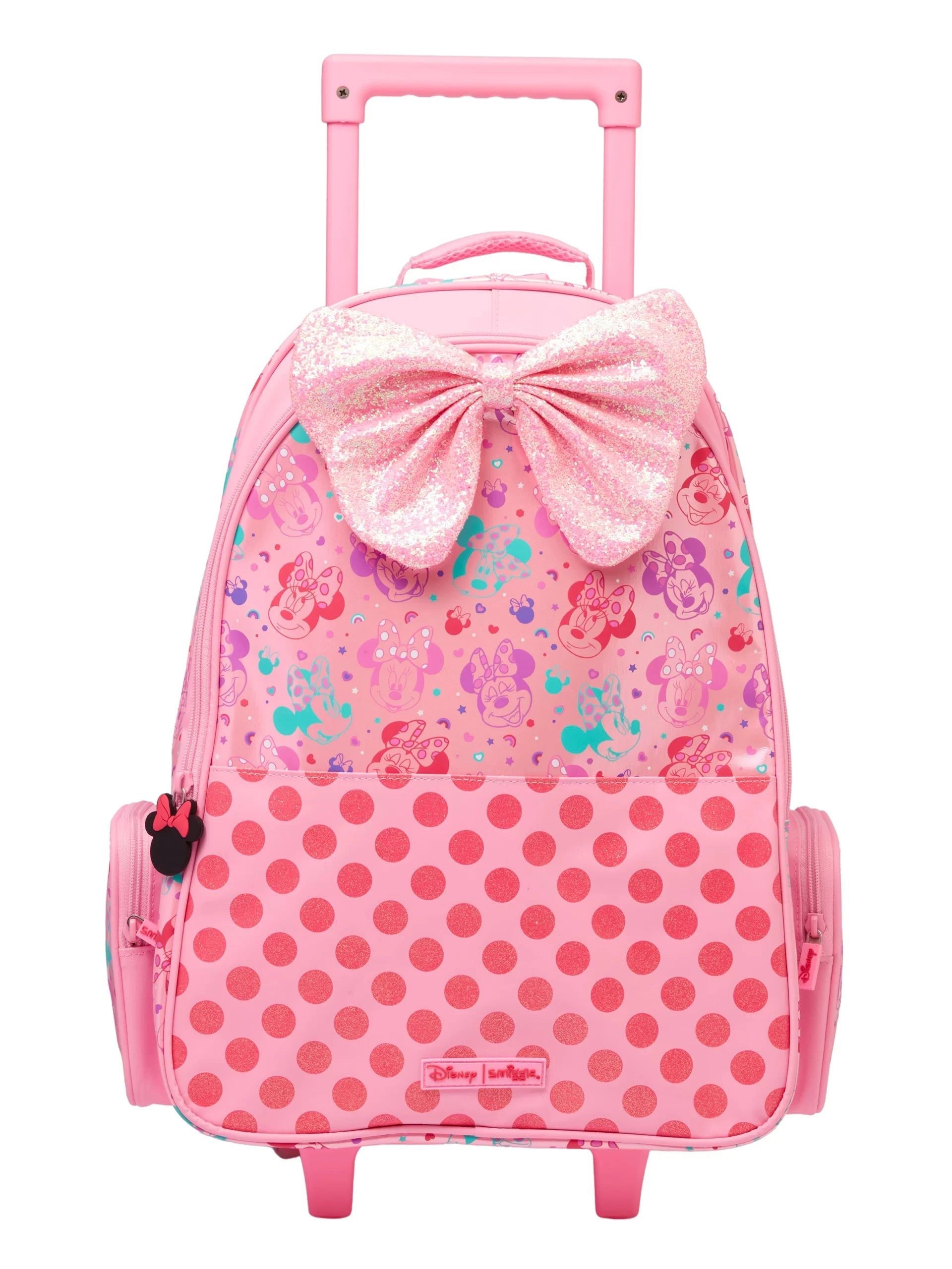 Smiggle - Minnie Mouse Işıklı Tekerlekli Çekçekli Sırt Çantası