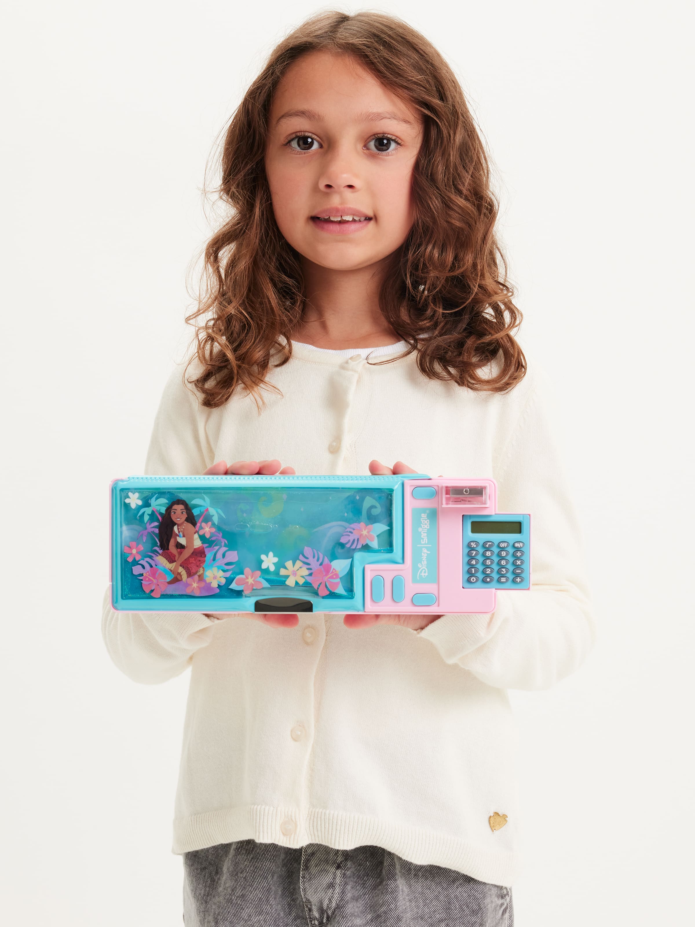 Smiggle - صندوق قلم أوتوماتيكي بحاسبة موآنا