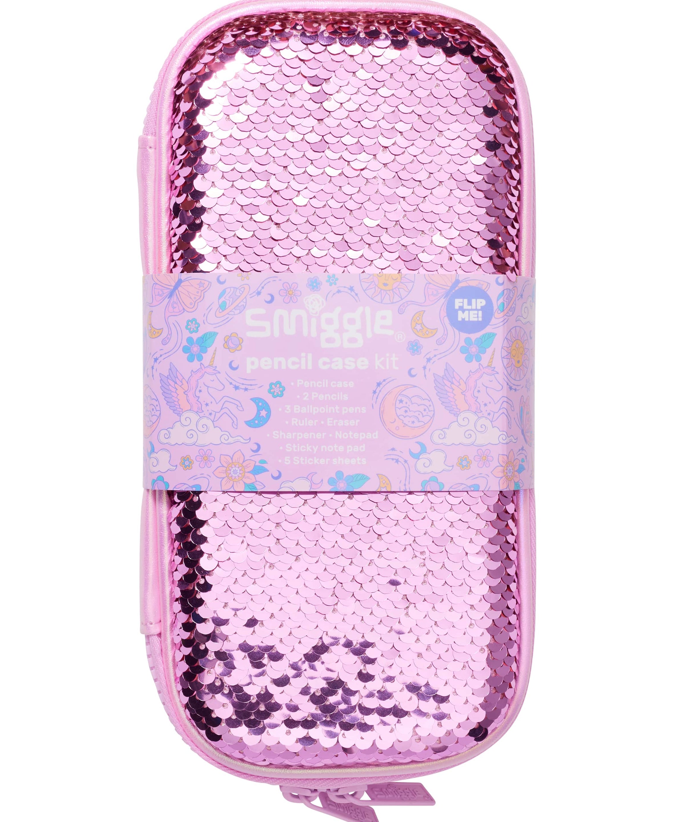 Smiggle - علبة قلم سحرية بالترتر ومجموعة قرطاسية