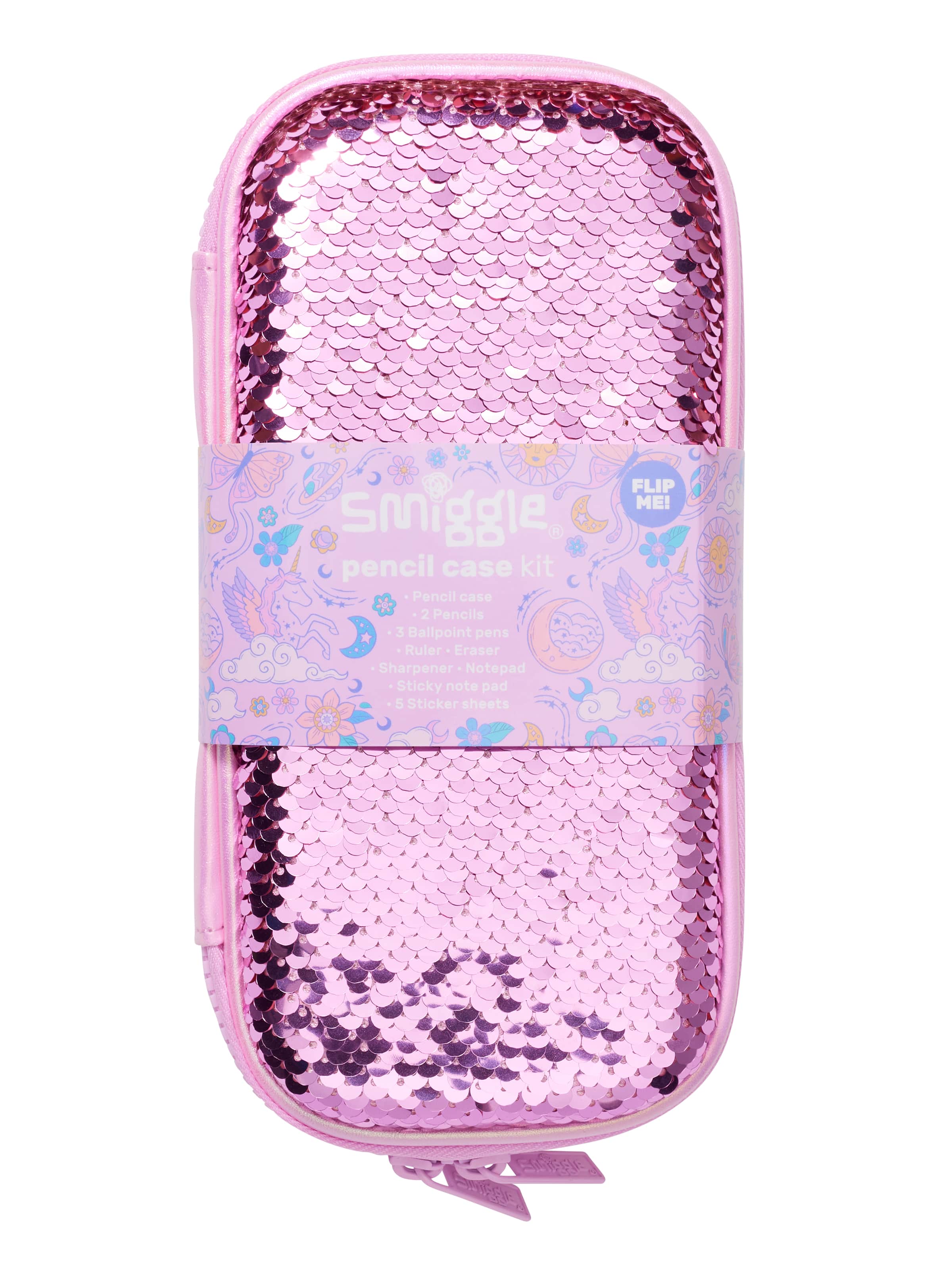 Smiggle - علبة قلم سحرية بالترتر ومجموعة قرطاسية