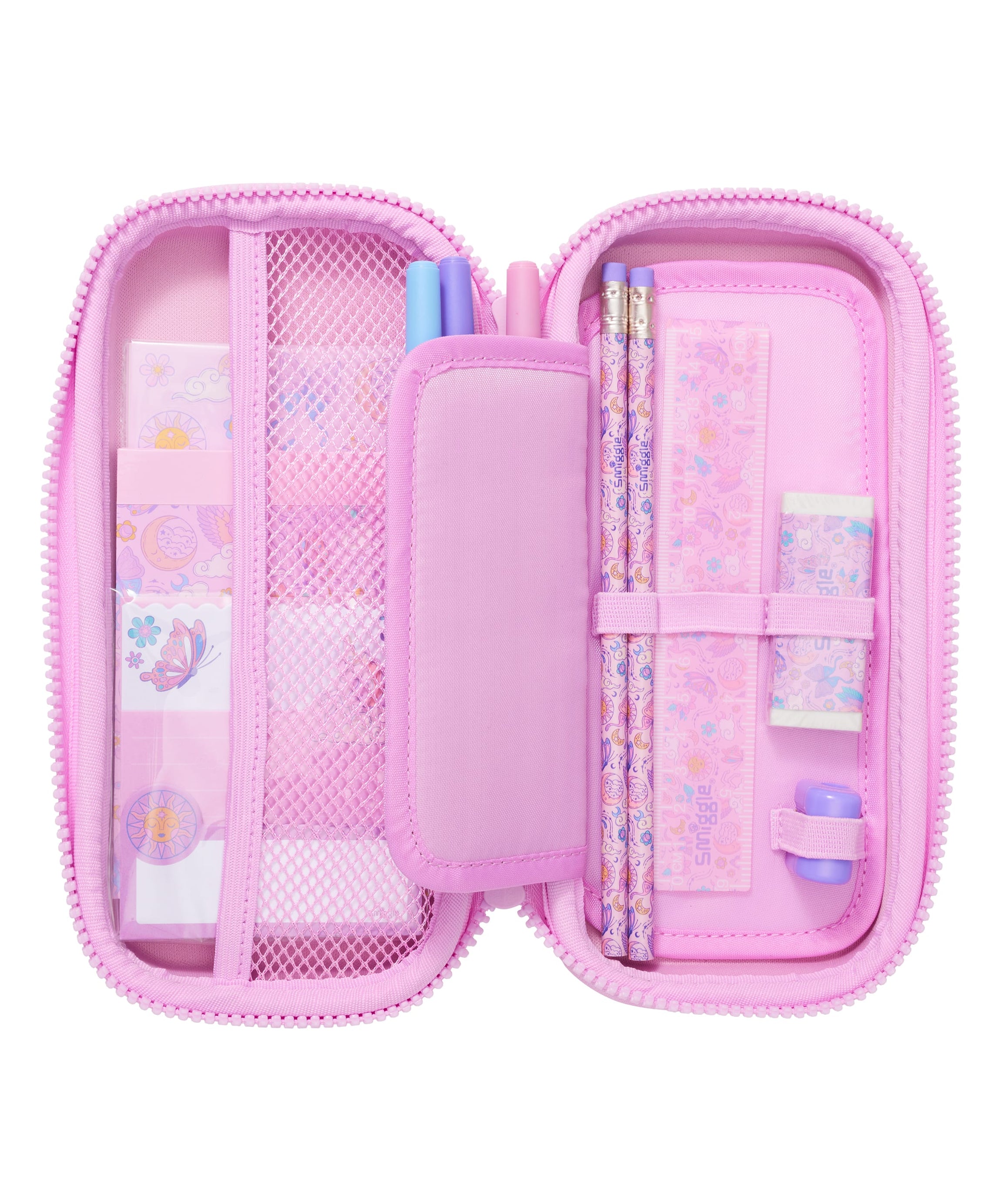 Smiggle - علبة قلم سحرية بالترتر ومجموعة قرطاسية