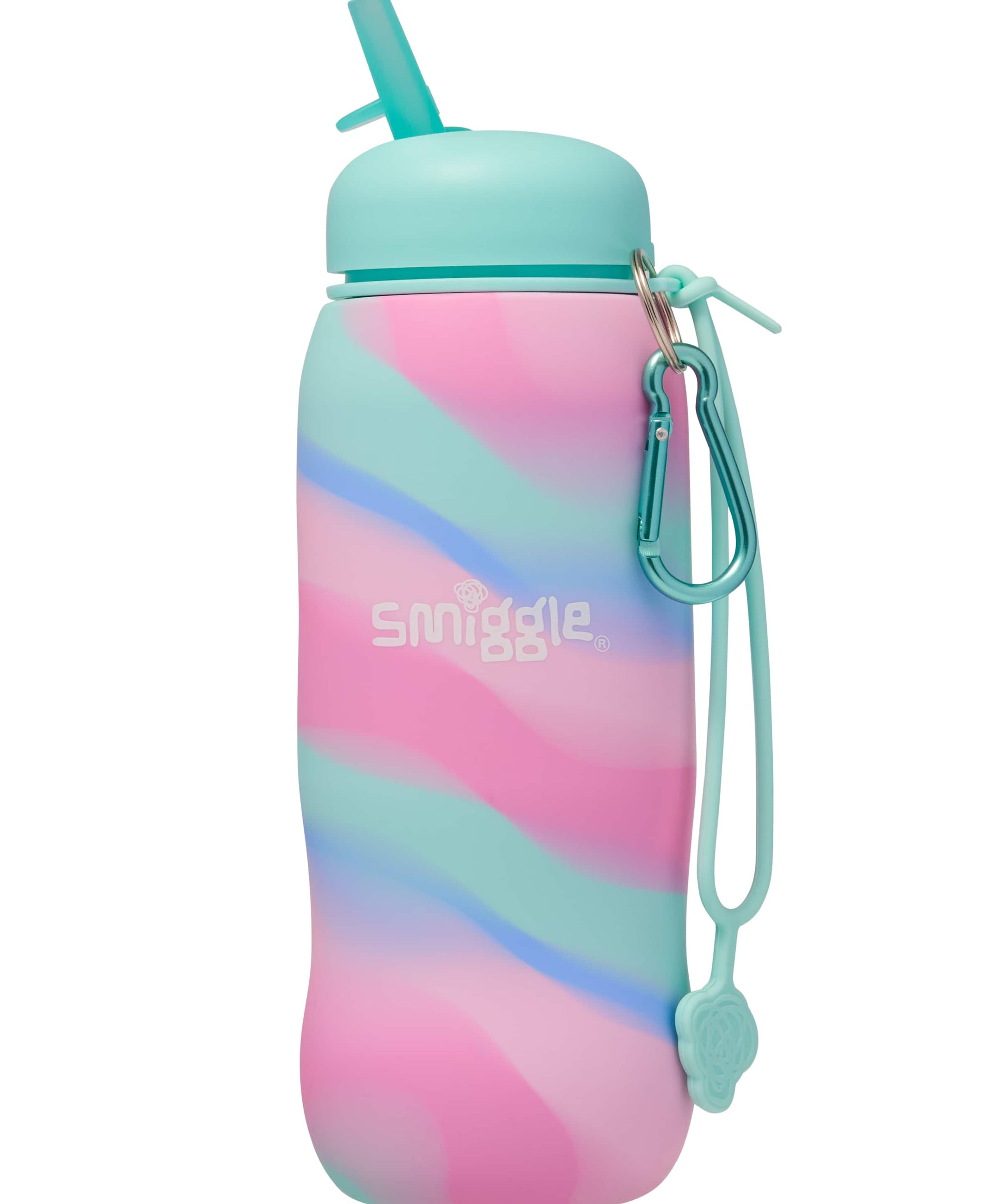 Smiggle - زجاجة ماء سيليكون قابلة للطي خالية من BPA بسعة 630ML Surreal
