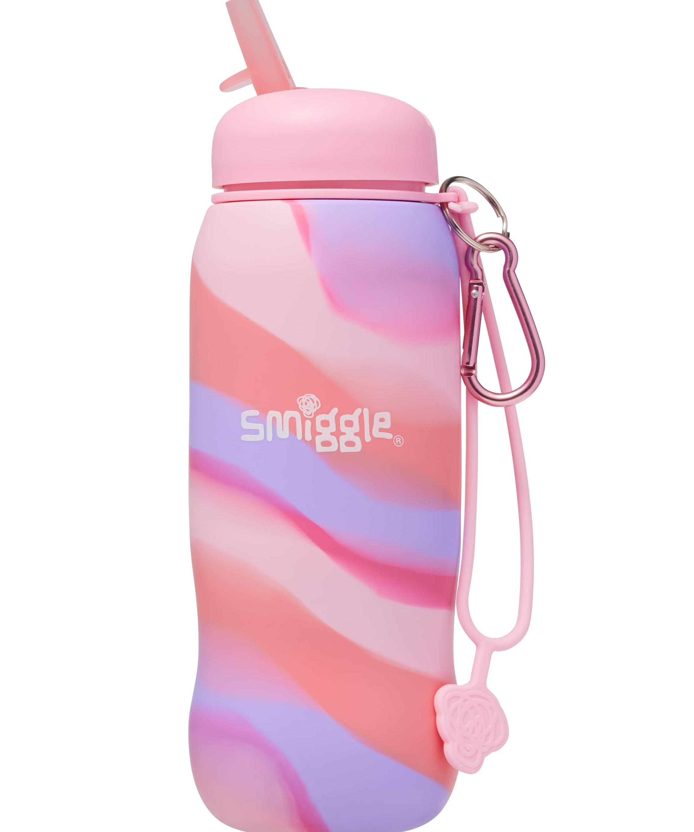 Smiggle - زجاجة ماء سيليكون قابلة للطي خالية من BPA بسعة 630ML Surreal