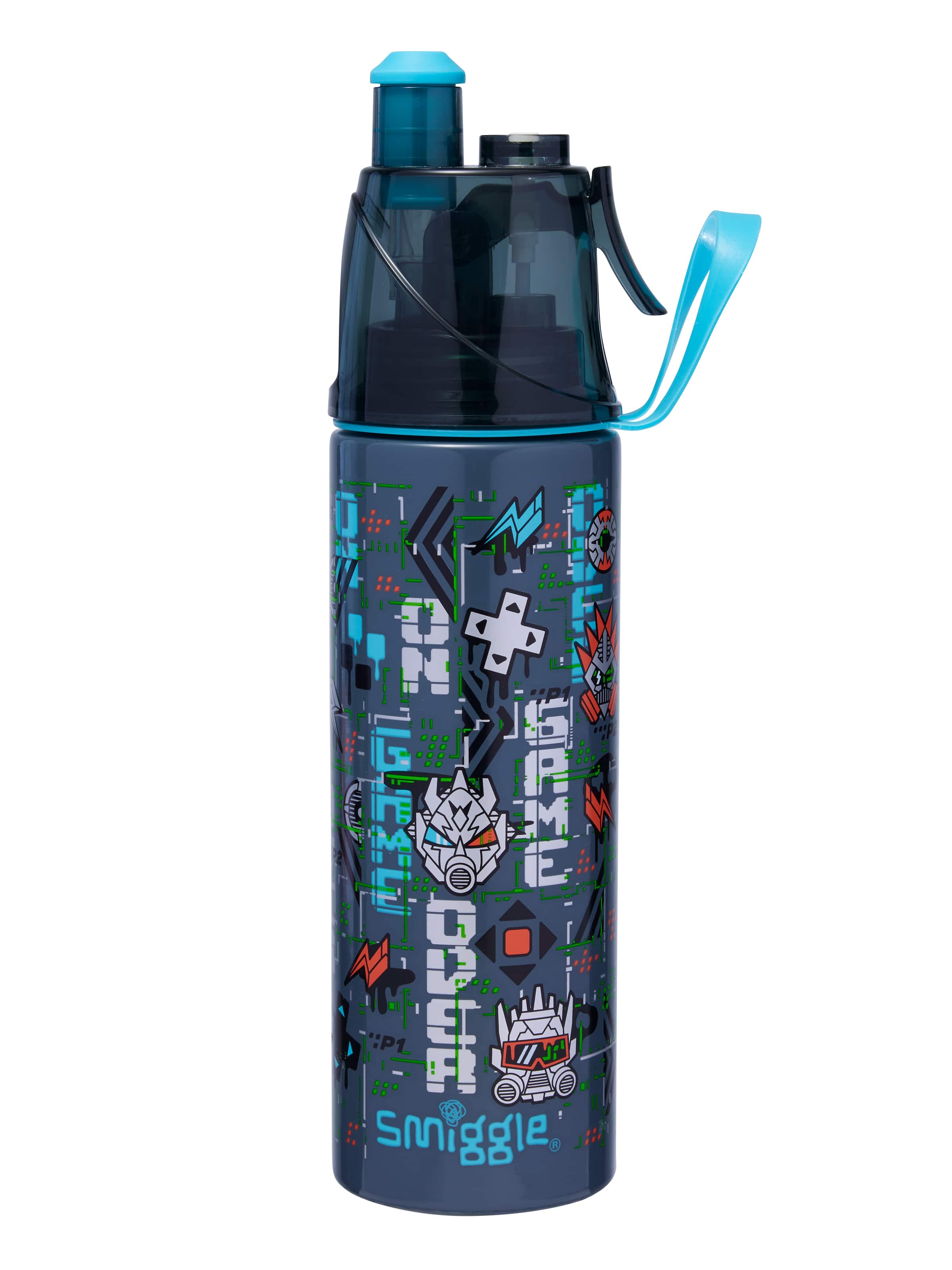 Smiggle - Trailblazer  زجاجة ماء من الفولاذ المقاوم للصدأ بسعة 500ML مع رشاش ماء