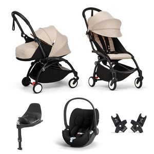 Stokke YOYO3 Newborn to Toddler Cloud T Travel System-Strollers-Bonpoint Beige-Black | Natural Baby Shower
