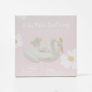 Sunnylife - عوامة أطفال قابلة للنفخ على شكل أميرة البجعة للبحر والمسبح