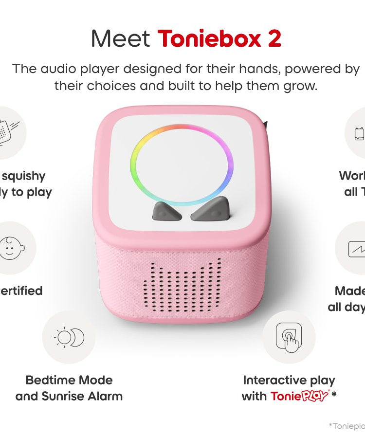 Tonies - Toniebox 2 صندوق مجموعة البداية الوردي السحابي