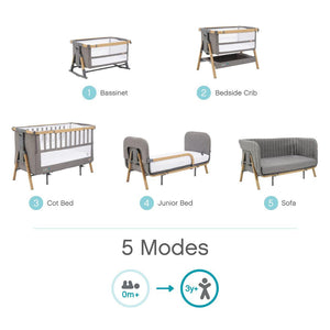 Tutti Bambini CoZee XL Bedside Crib + Cot - Oak / Charcoal-Bedside Cribs-Oak / Charcoal- | Natural Baby Shower