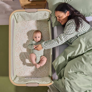 Tutti Bambini Cozee Air 2 Bedside Crib - Drifted Oak / Eucalyptus-Cribs-Drifted Oak / Eucalyptus- | Natural Baby Shower