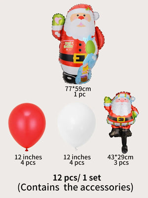 Yılbaşı - Noel Baba ve Yeni Yıl Dekoratif Balonlar Seti 12 Adet