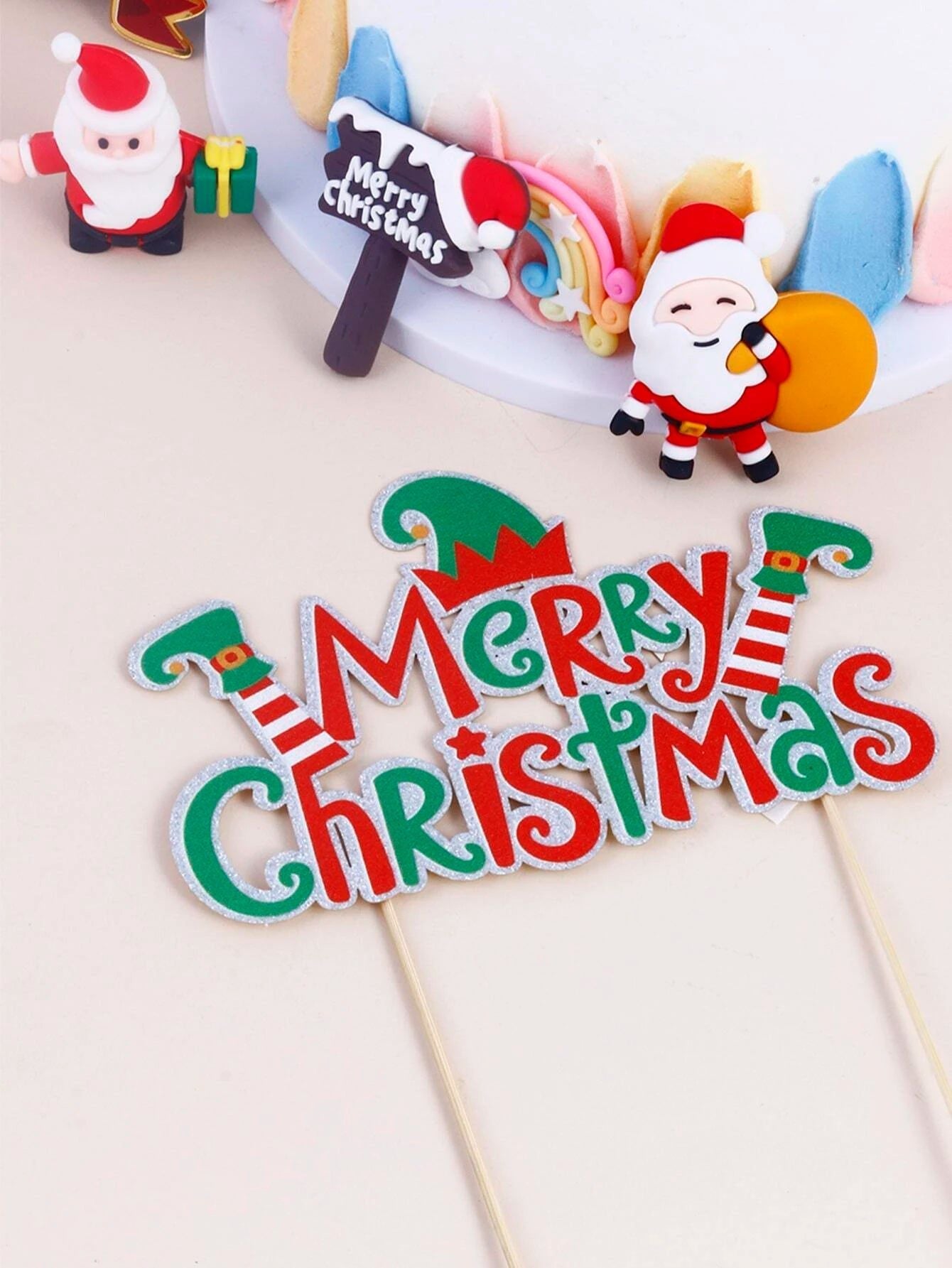 Yılbaşı - Noel Yeni Yıl Pasta Süsü Merry Christmas Topper