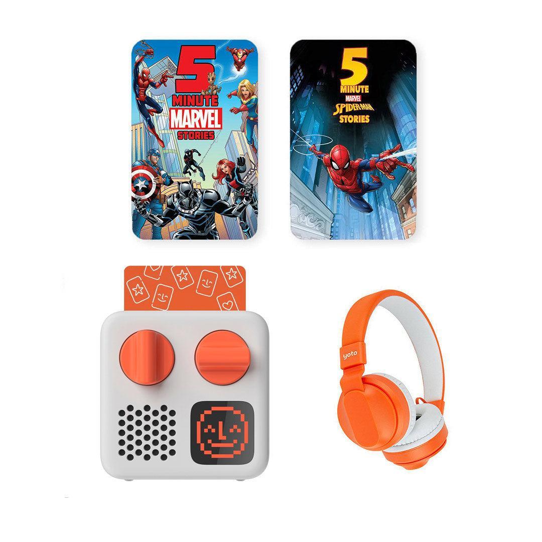 Yoto Mini Player Bundle - 5 Minute Stories: Marvel | 2024 Edition-Audio Players-No Headphones- | Natural Baby Shower