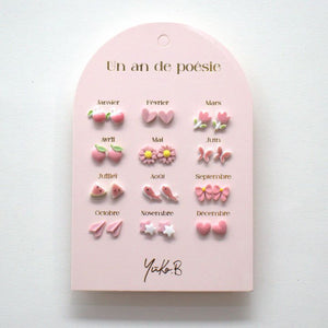 Yuko B. - Çocuk 12 Çift Seramik Küpe Seti