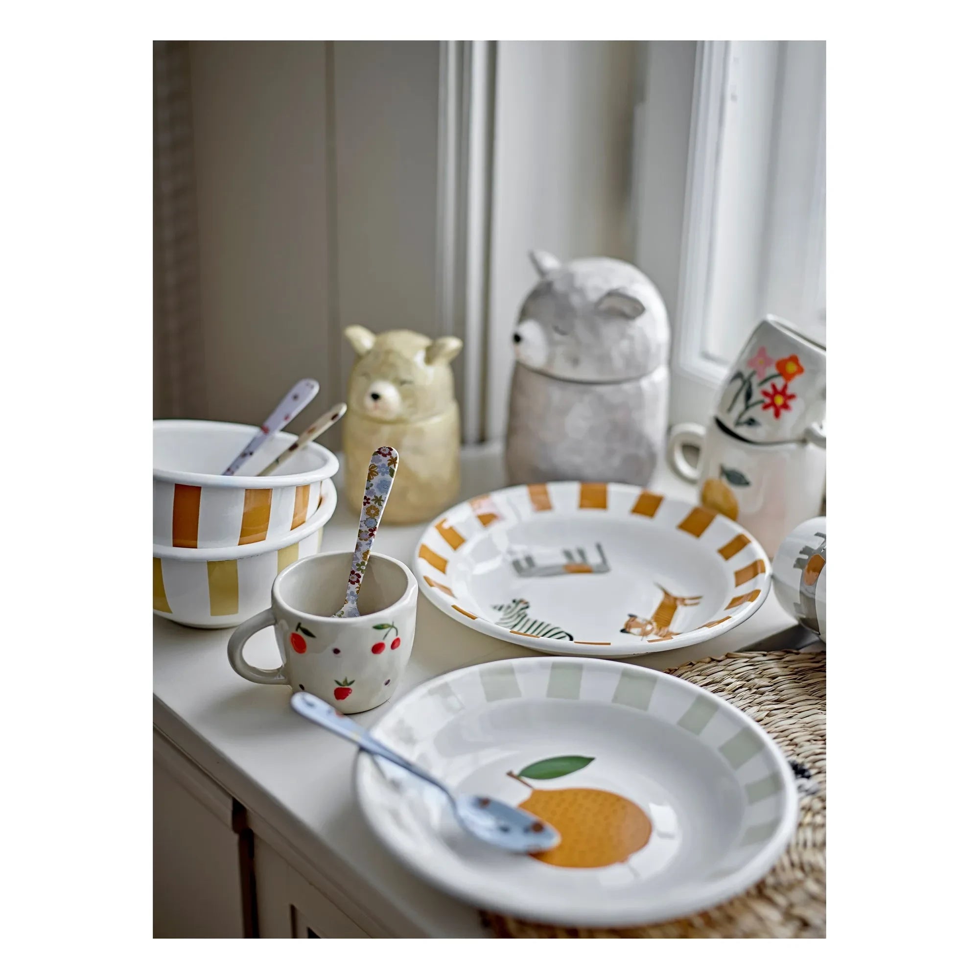 Bloomingville Mini - Agnès emaye sofra seti | Beyaz