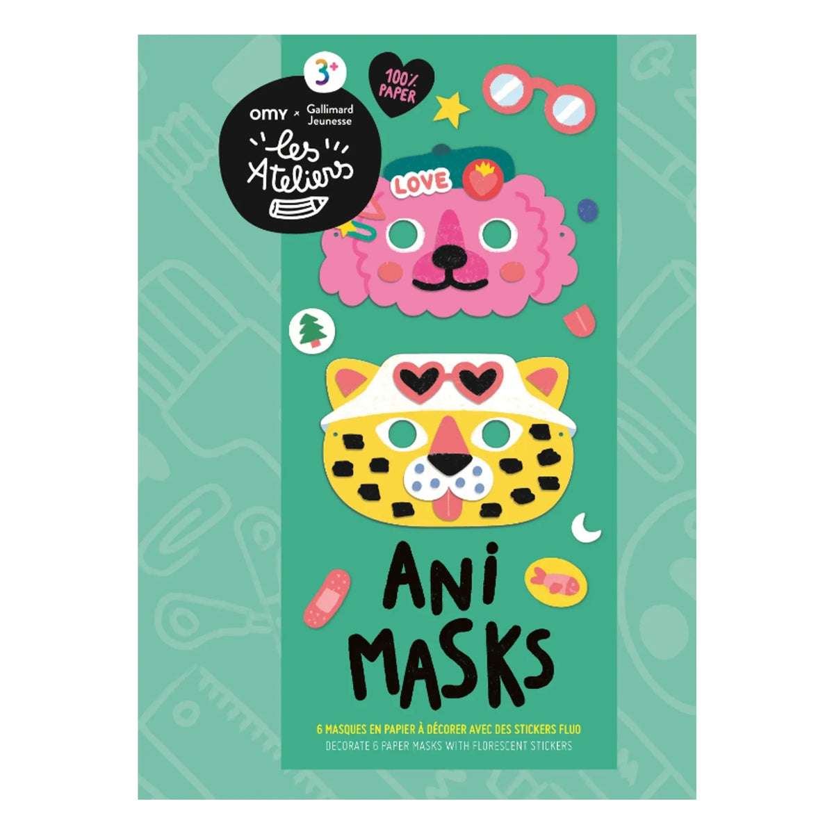 Omy x Gallimard Jeunesse - Ani Mask için 6 maskeden oluşan dekorasyon seti