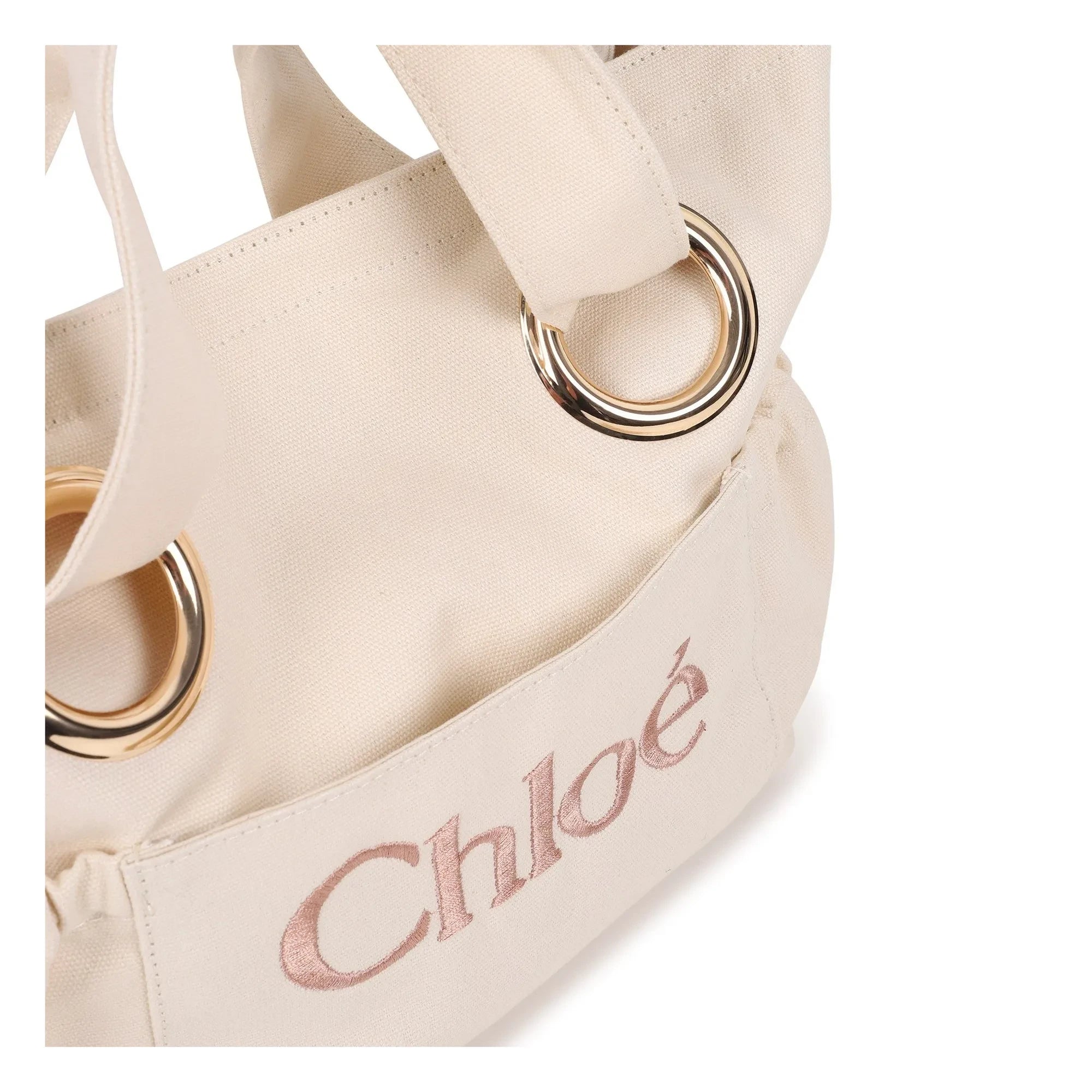 Chloé - Organik Pamuk Logo Tote Çanta | Chalk