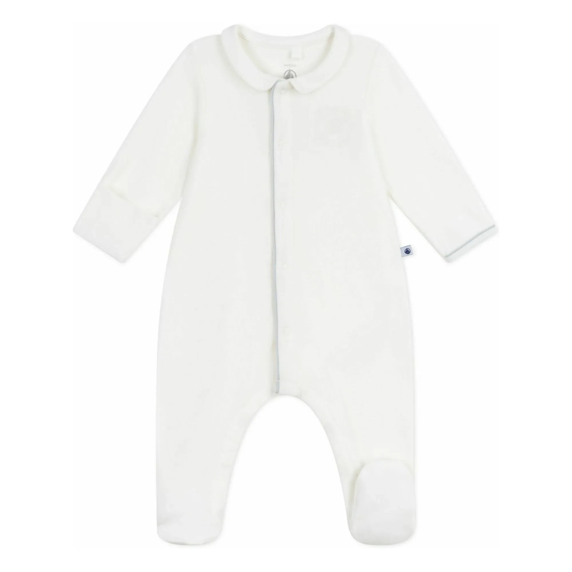 Petit Bateau - Dors Bien Logo Nakışlı Organik Pamuklu Pijama | Beyaz