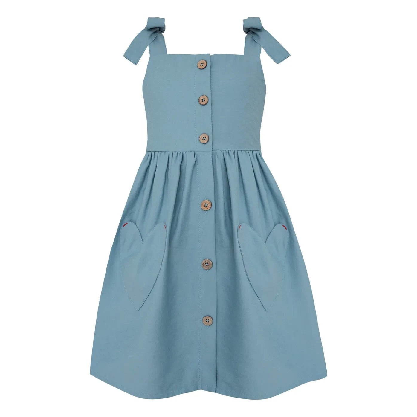Pepita & Me - Kalp Şeklinde Cepli Düğmeli Elbise | Mavi