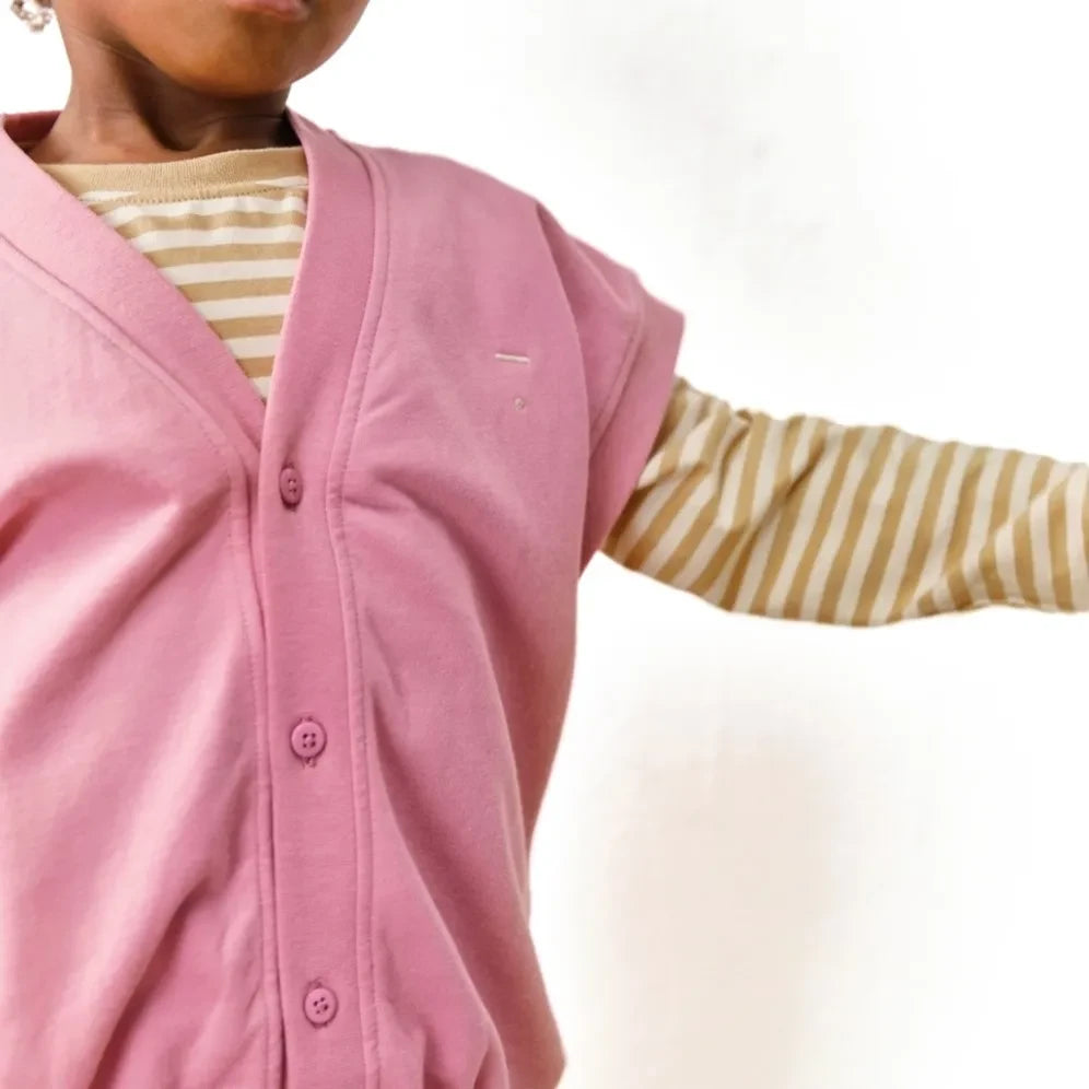 Gray Label - Spencer Organik Pamuklu Oversize Kolsuz Hırka | Pembe