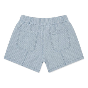 Cozmo - Çizgili Kehribar Denim Şort | Açık Mavi