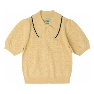 FUB - Pointelle Merino yünlü Polo | Soluk sarı