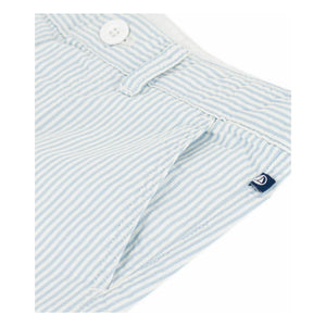 Petit Bateau - Çizgili Bermuda Şort Seersucker Organik Pamuk | Açık Mavi
