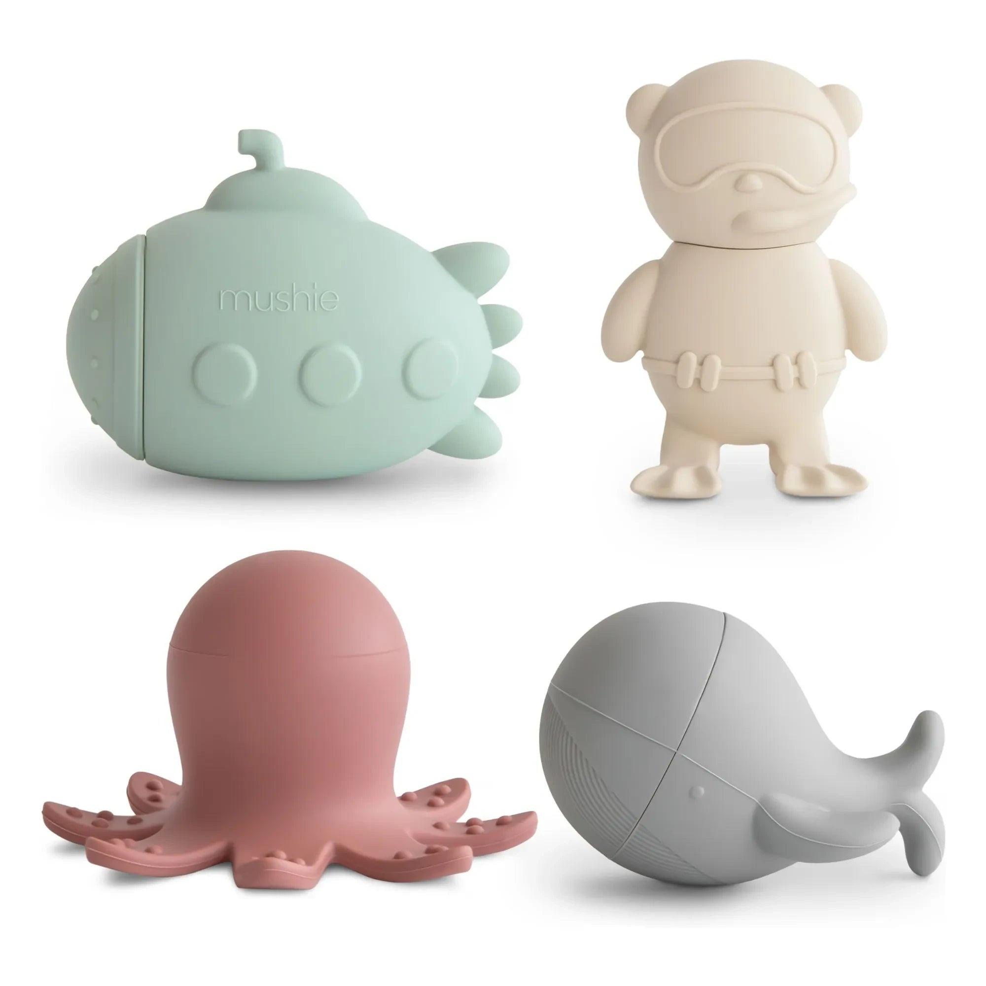 Mushie - Sealife banyo oyuncakları - 4'lü set