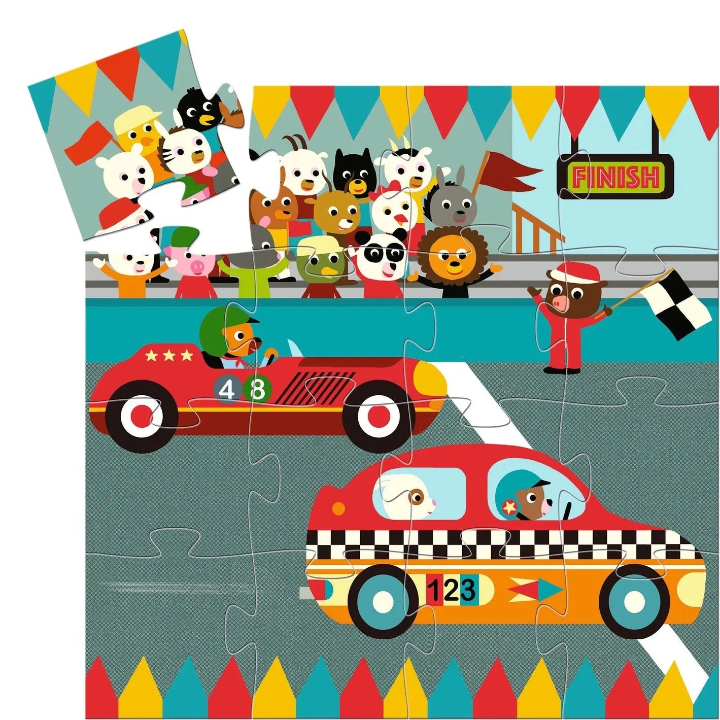 Djeco - "Yarış Arabası" Puzzle - 16 Parça