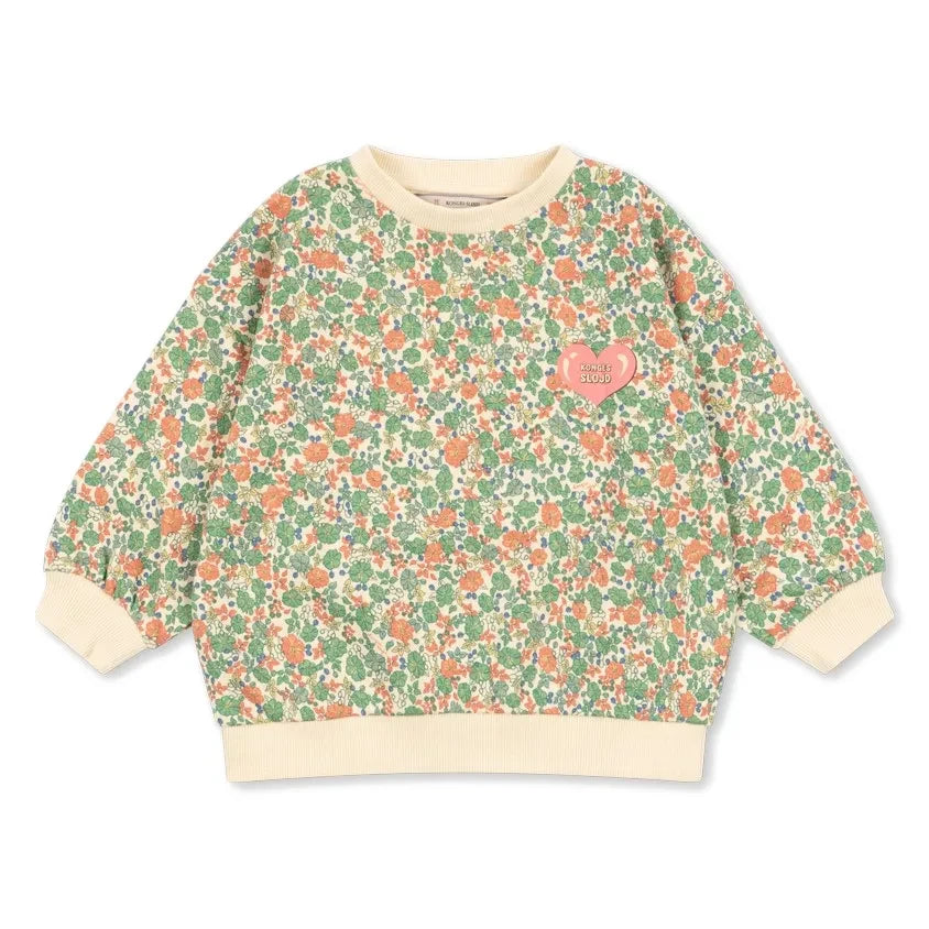 Konges Sløjd - Loupy Çiçek Desenli Organik Pamuklu Sweatshirt | Yeşil