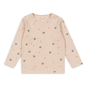 Konges Sløjd - Ella Cerises organik pamuklu fitilli T-shirt | Toz Pembe