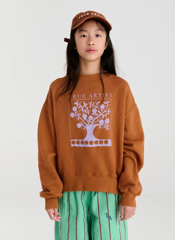 True Artist - Ex Libris organik pamuklu sweatshirt | Kahverengi