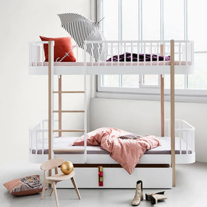 Oliver Furniture - Ön Merdivenli Meşe Renkli Ahşap Ranza 90x200cm