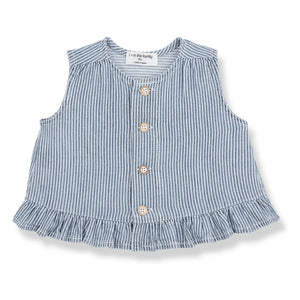 1+ in the family - Alcudia Çizgili Denim Bluz Organik Pamuk | Açık Mavi