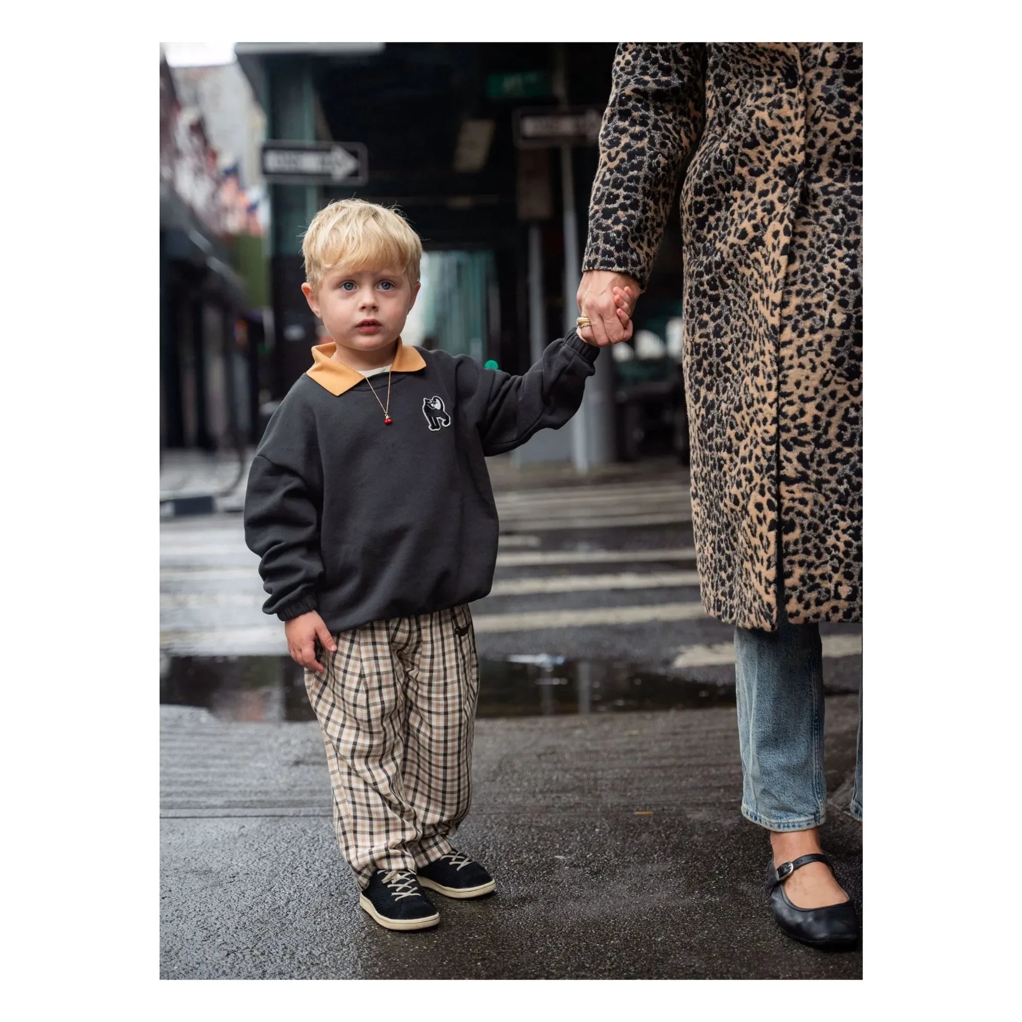Mini Rodini - Panter yakalı sweatshirt Organik pamuk | Siyah