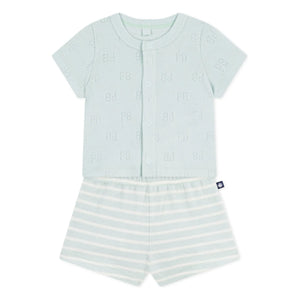 Petit Bateau - Organik Pamuklu Havlu Üst ve Şort Takımı | Turkuaz