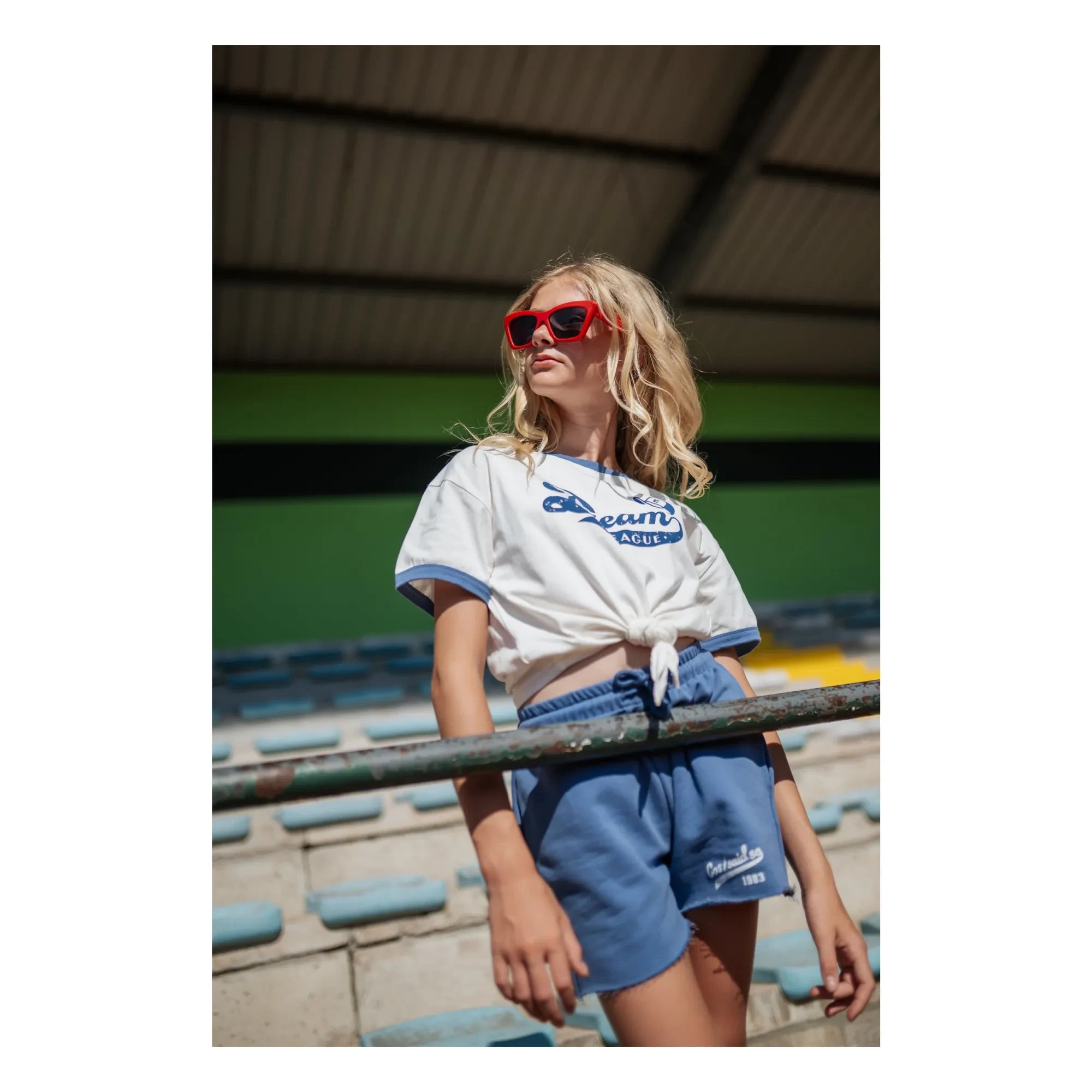 Cos I Said So - Kesik Logo Jogger Şort Organik Pamuk | Mavi