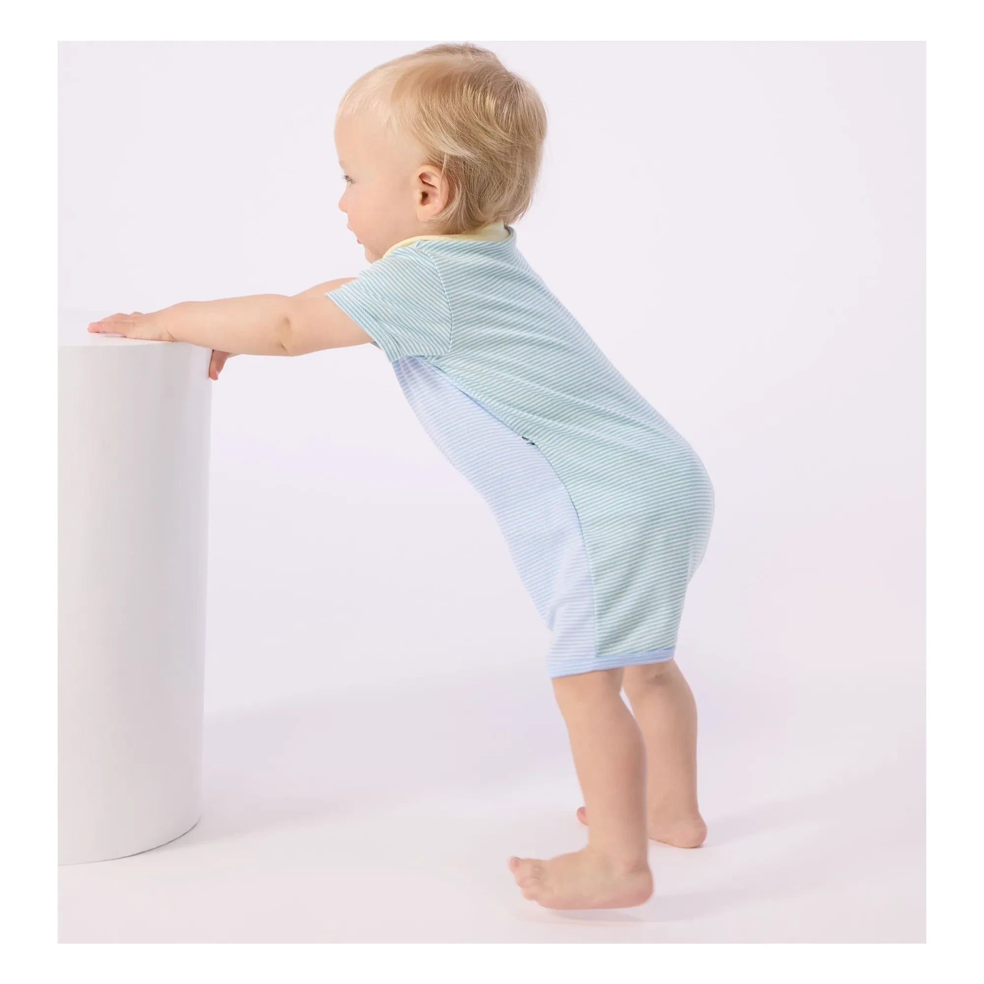Petit Bateau - Çizgili Pyjama Tulum Şort | Mavi