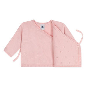 Petit Bateau - Pointelle Laine sarmalı hırka | Pembe