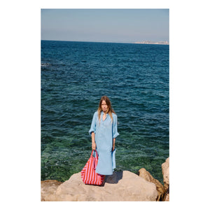 Rose in April - Elisa çizgili tote çanta | Pembe