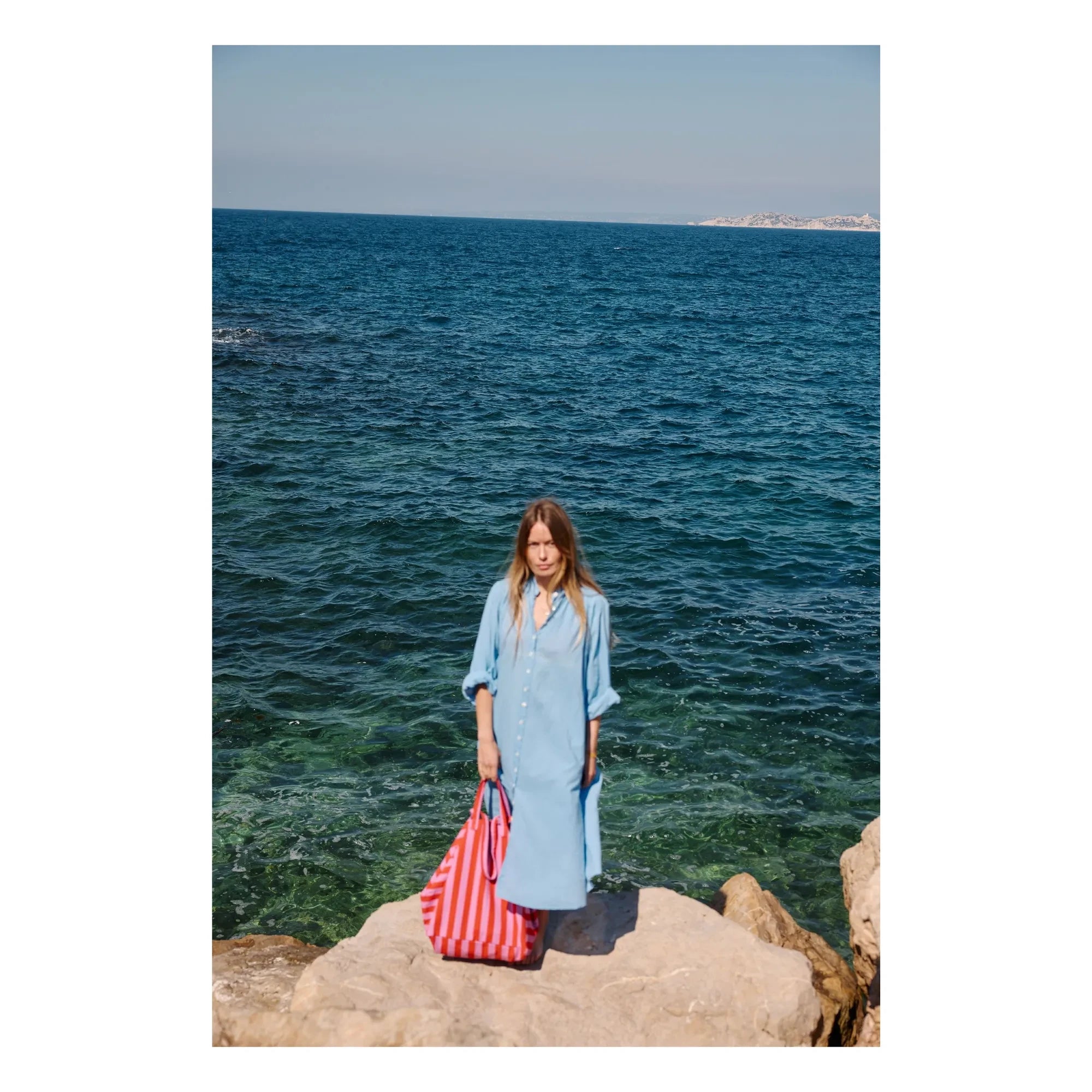 Rose in April - Elisa çizgili tote çanta | Pembe