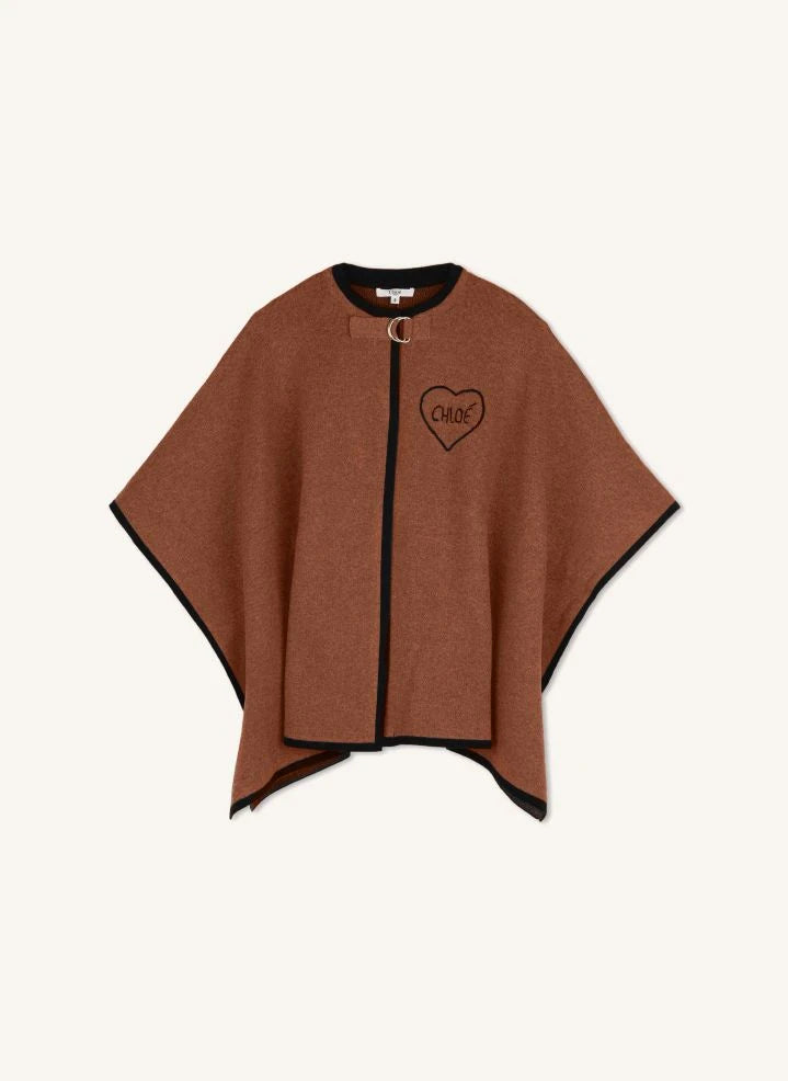 Chloé - Organik Pamuklu Örme Pelerin | Karamel