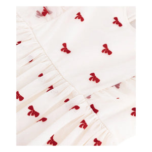 Petit Bateau - Tül Düğümlü Elbise | Ecru