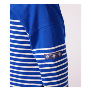 Petit Bateau - Logo Kollu Marinière Tişört Organik Pamuk | Mavi
