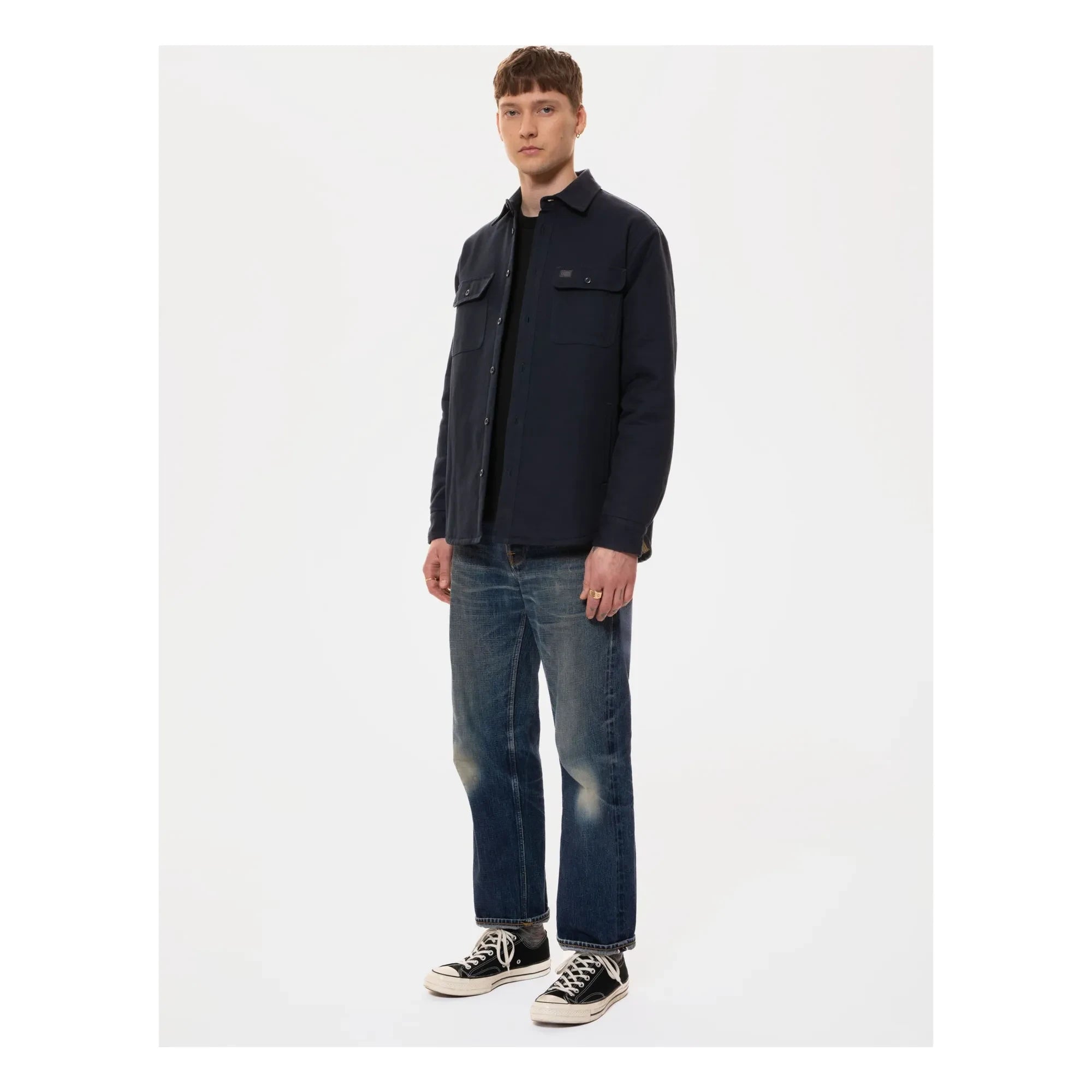Nudie Jeans - Glenn Astarlı overshirt | Koyu Mavi