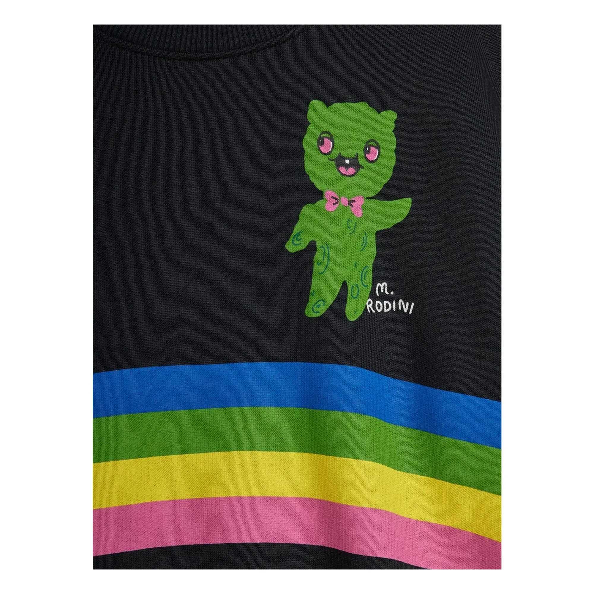 Mini Rodini - Alien Çizgili Organik Pamuklu Sweatshirt | Siyah