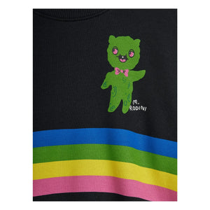 Mini Rodini - Alien Çizgili Organik Pamuklu Sweatshirt | Siyah