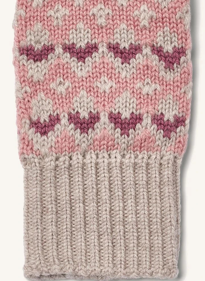 Wheat - Bobbe Hearts Merinos Yün Eldivenler | Pembe