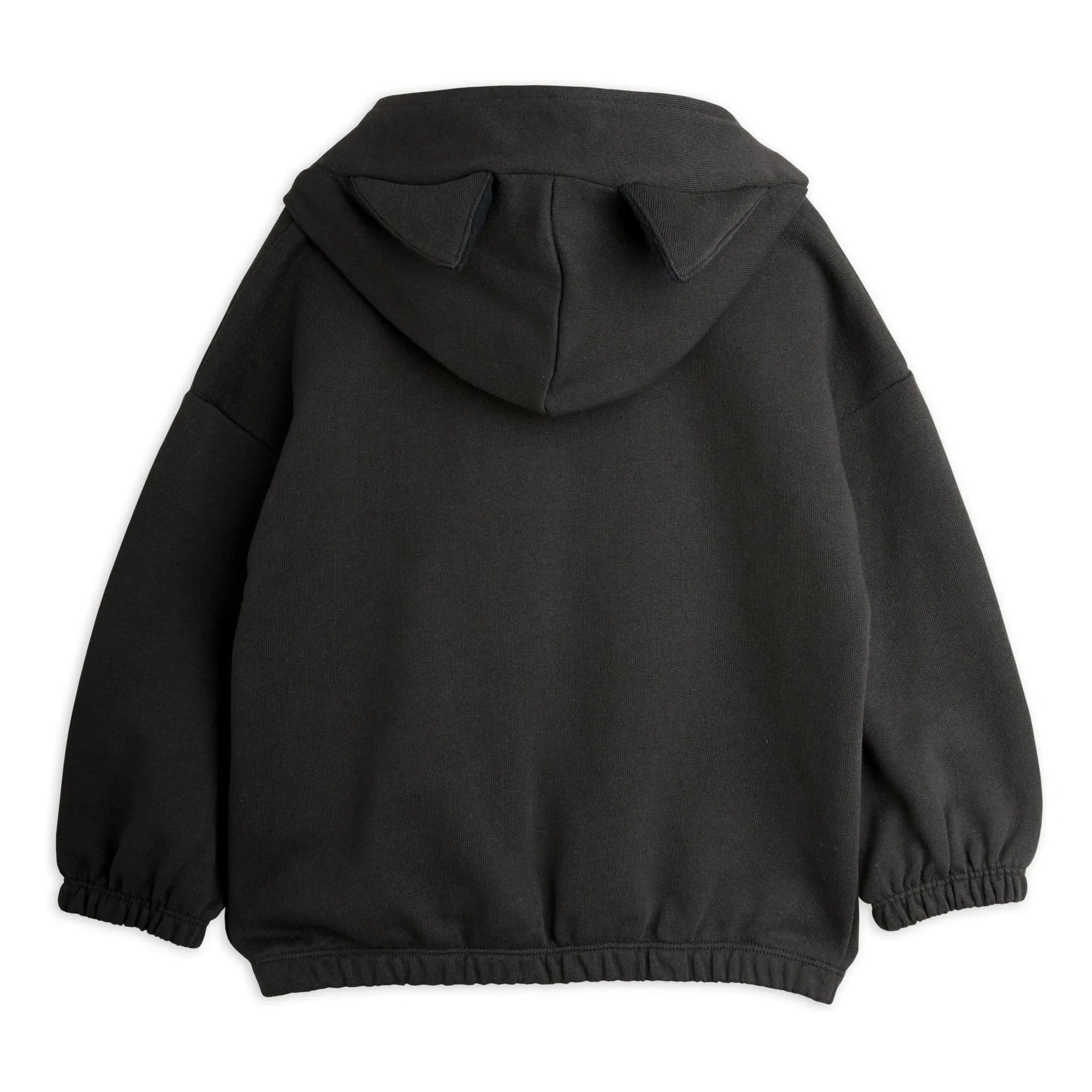 Mini Rodini - Siyah Organik Pamuklu Kedi Kapüşonlu Sweatshirt