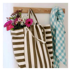 Rose in April - Elisabeth çizgili tote çanta | Zeytin