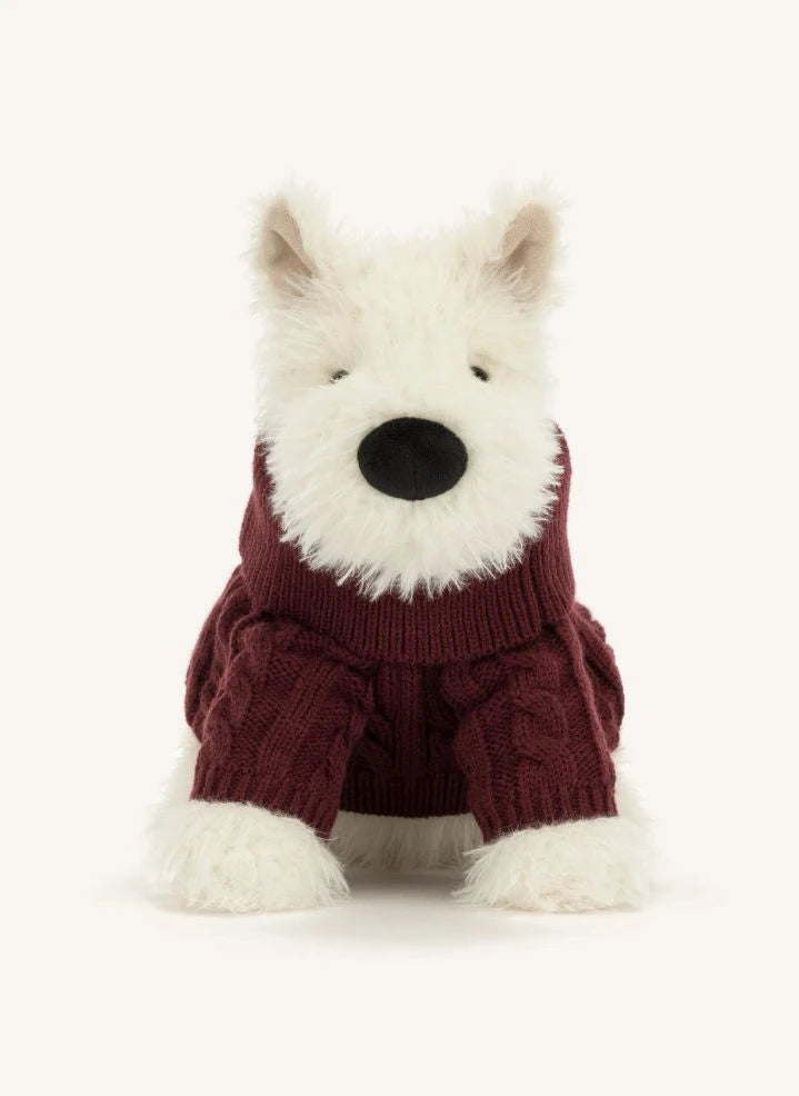 Jellycat - Munro Scottie كلب "سويتر شتوي" دمية محشوة
